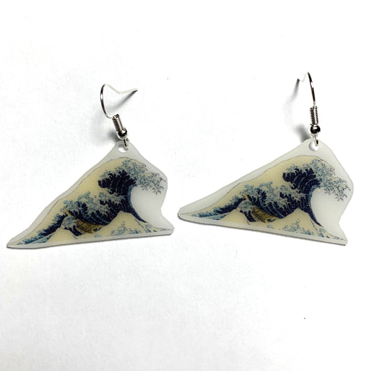 The Great Wave off Kawagana Painting Detailed Handmade Earrings!