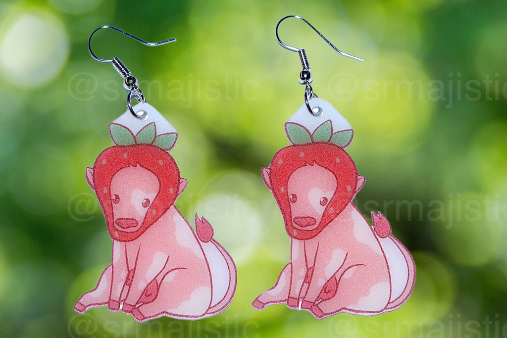 Sweet Strawberry Animal Handmade Earrings (collaboration with @saltnox)