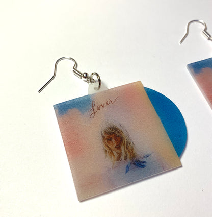 Taylor Swift Lover Vinyl Album Handmade Earrings!