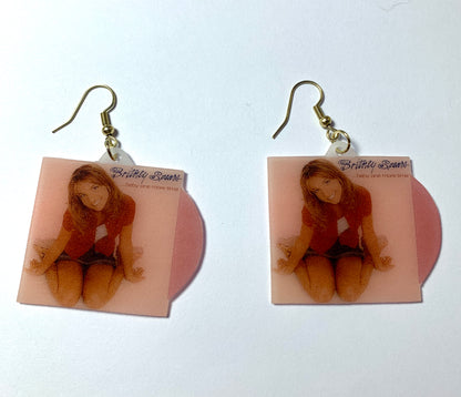 (READY TO SHIP) Britney Spears Baby One More Time Vinyl Album Handmade Earrings!
