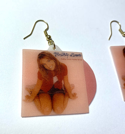 (READY TO SHIP) Britney Spears Baby One More Time Vinyl Album Handmade Earrings!