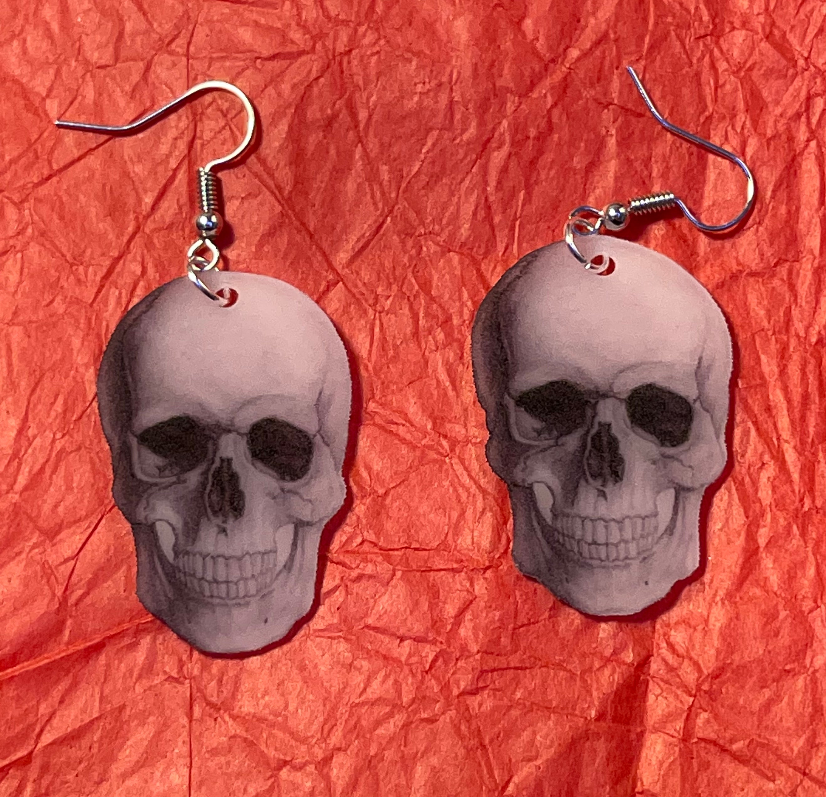 Detailed Skeleton Skull Handmade Earrings!