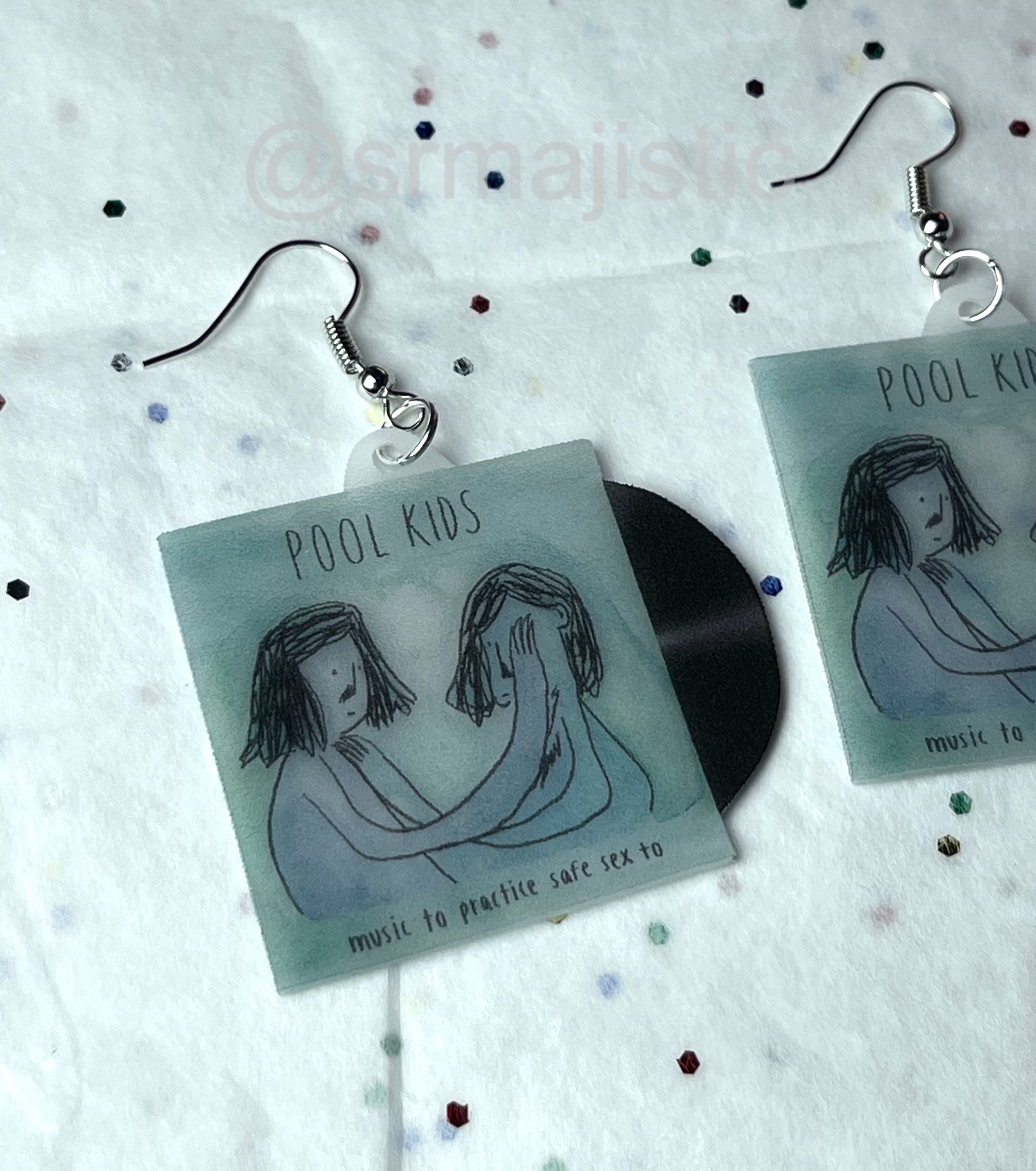 Pool Kids Music to Practice Safe Sex to Vinyl Album Handmade Earrings!