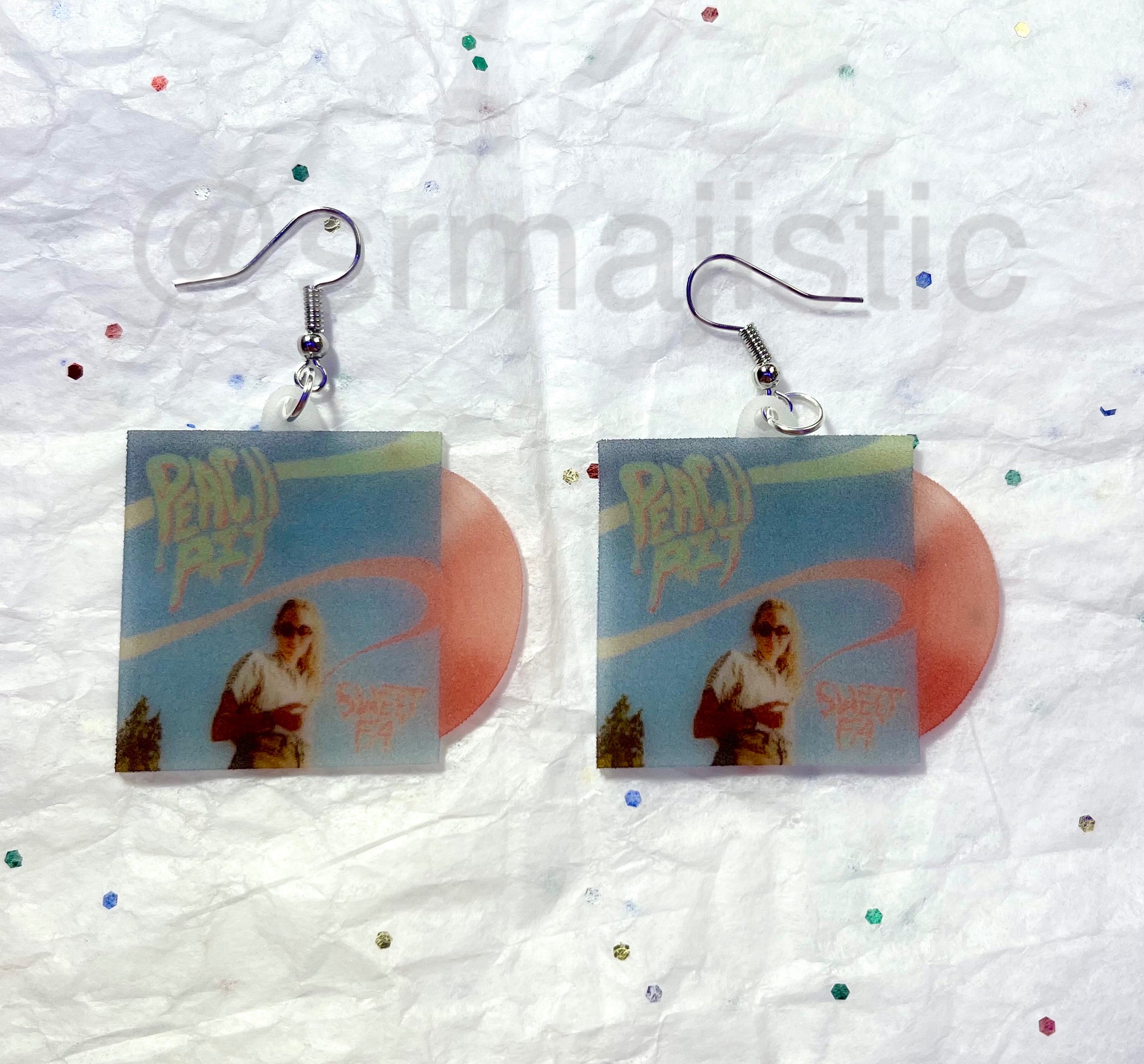 Peach Pit Sweet FA Vinyl Album Handmade Earrings!