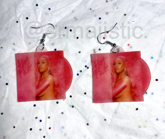 Doja Cat Hot Pink Vinyl Album Handmade Earrings!