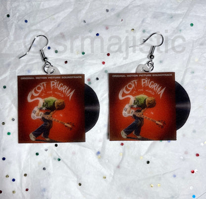 (READY TO SHIP) Scott Pilgrim Vs the World Movie Soundtrack Vinyl Album Handmade Earrings!