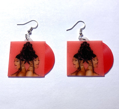 Cardi B and Megan Thee Stallion WAP Vinyl Single Handmade Earrings!