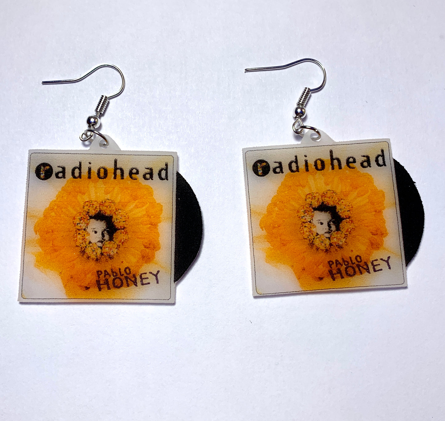 (READY TO SHIP) Radiohead Pablo Honey Vinyl Album Handmade Earrings!