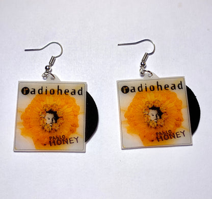 (READY TO SHIP) Radiohead Pablo Honey Vinyl Album Handmade Earrings!