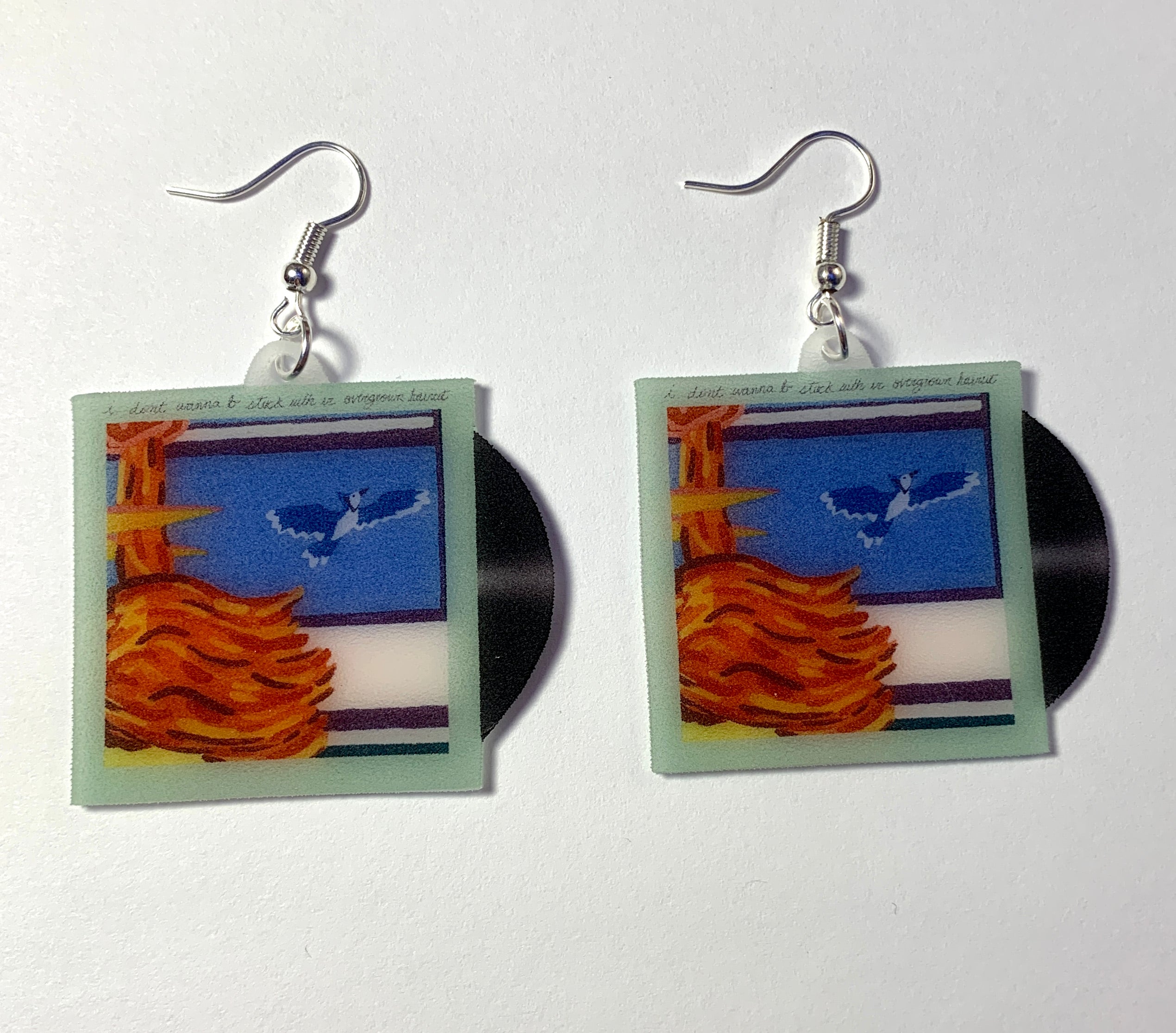 Dad Sports GF Haircut Vinyl Single Handmade Earrings!