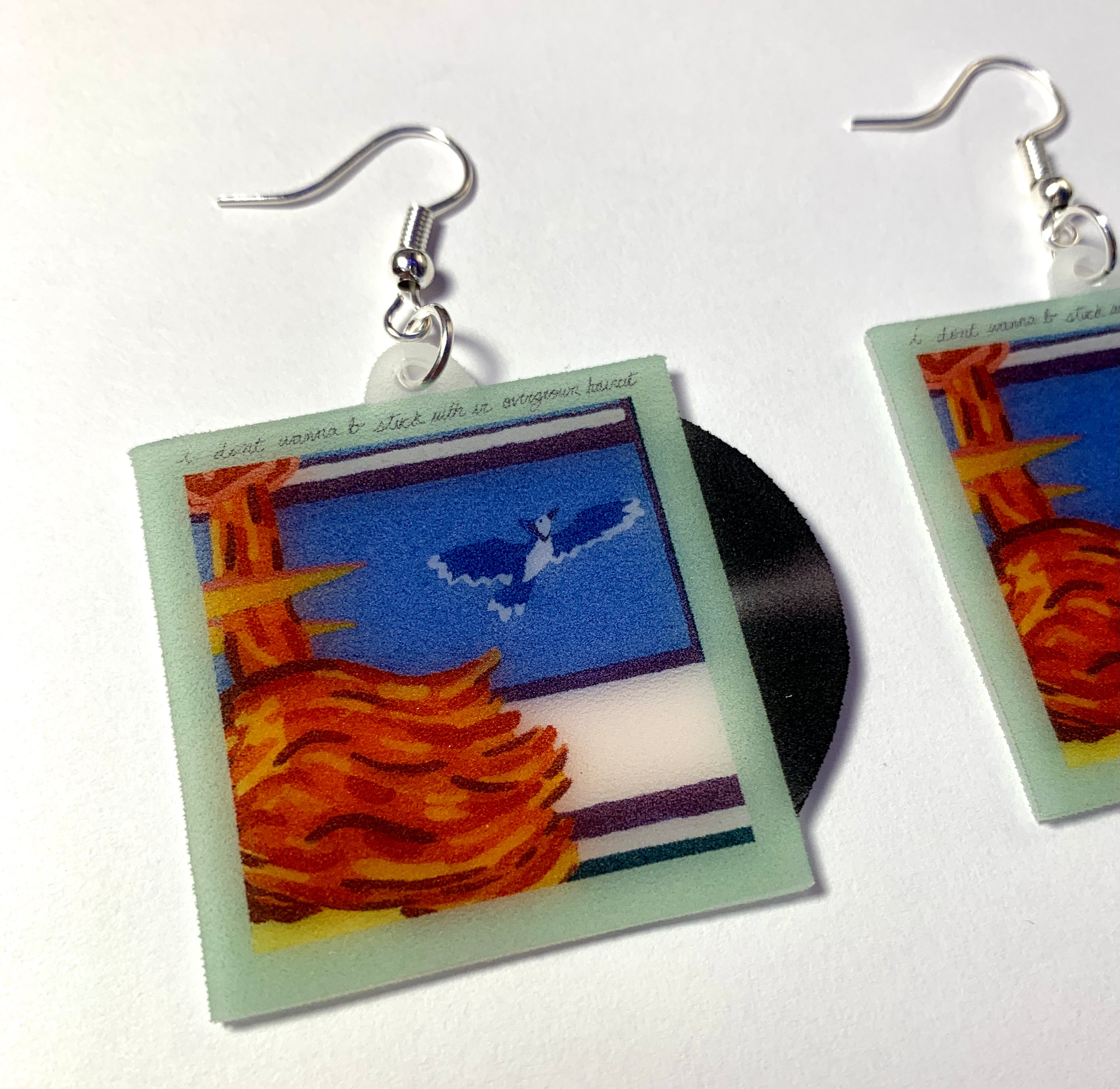 Dad Sports GF Haircut Vinyl Single Handmade Earrings!