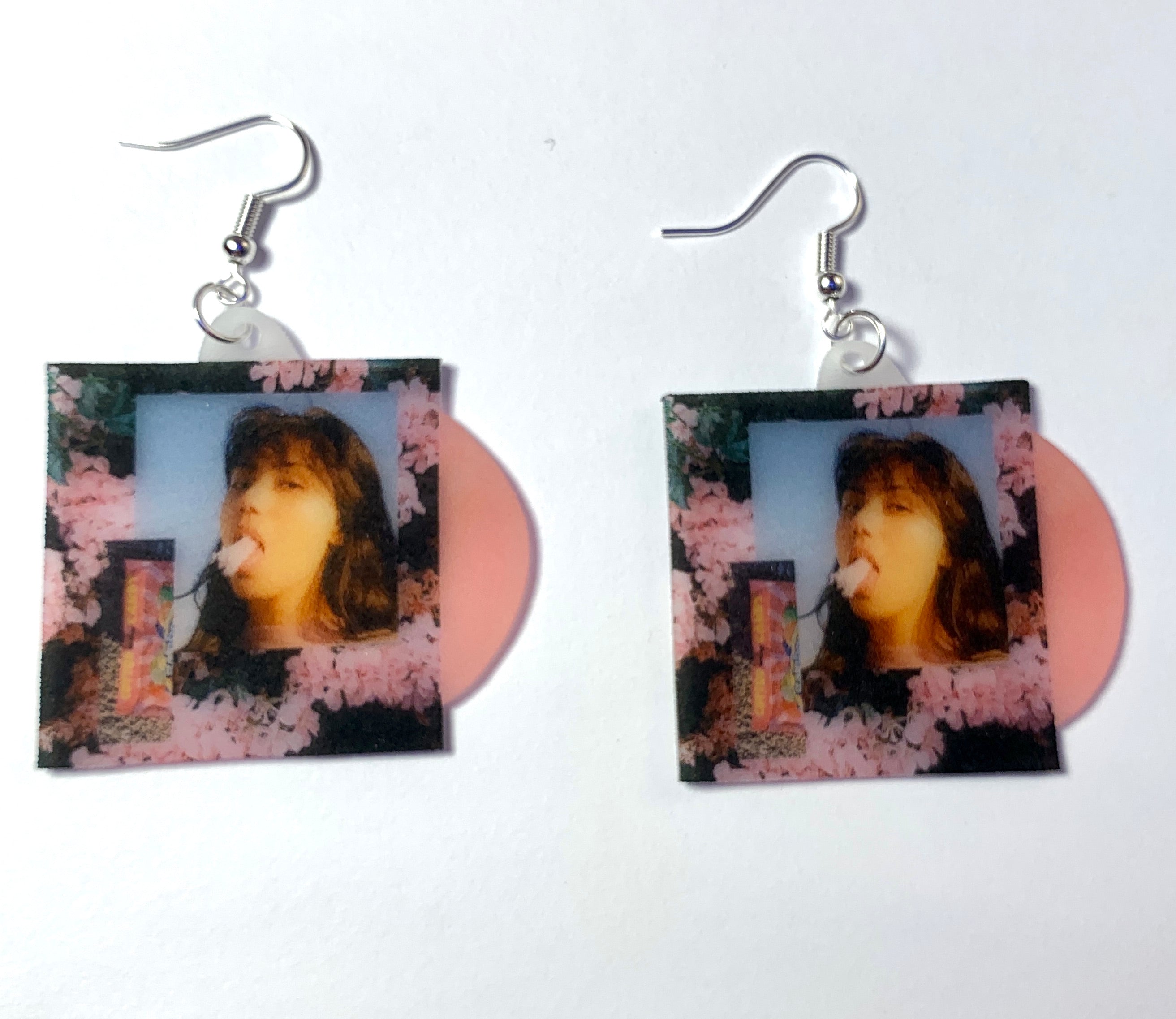 Spill Tab Cotton Candy Vinyl Single Handmade Earrings!