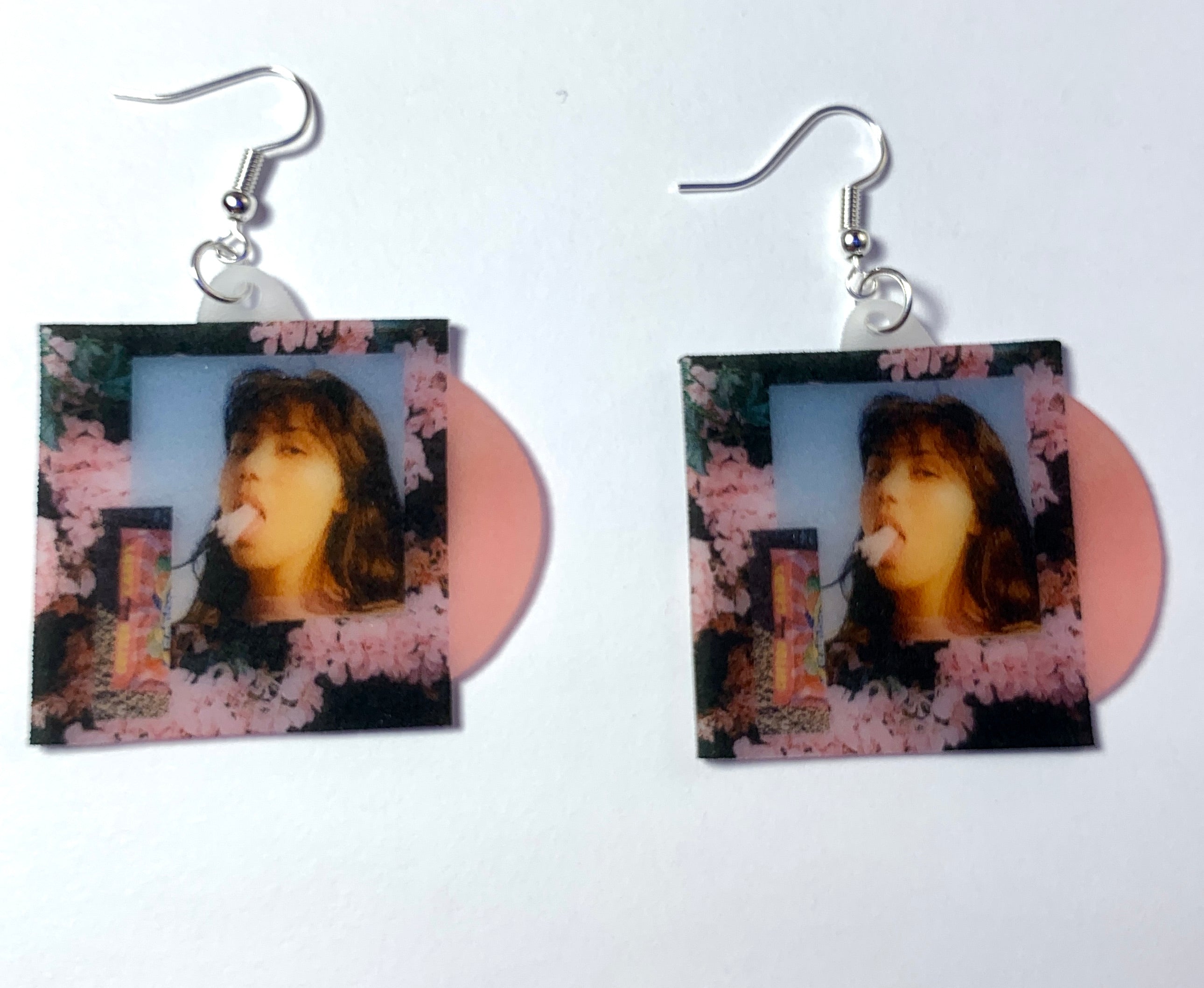 Spill Tab Cotton Candy Vinyl Single Handmade Earrings!