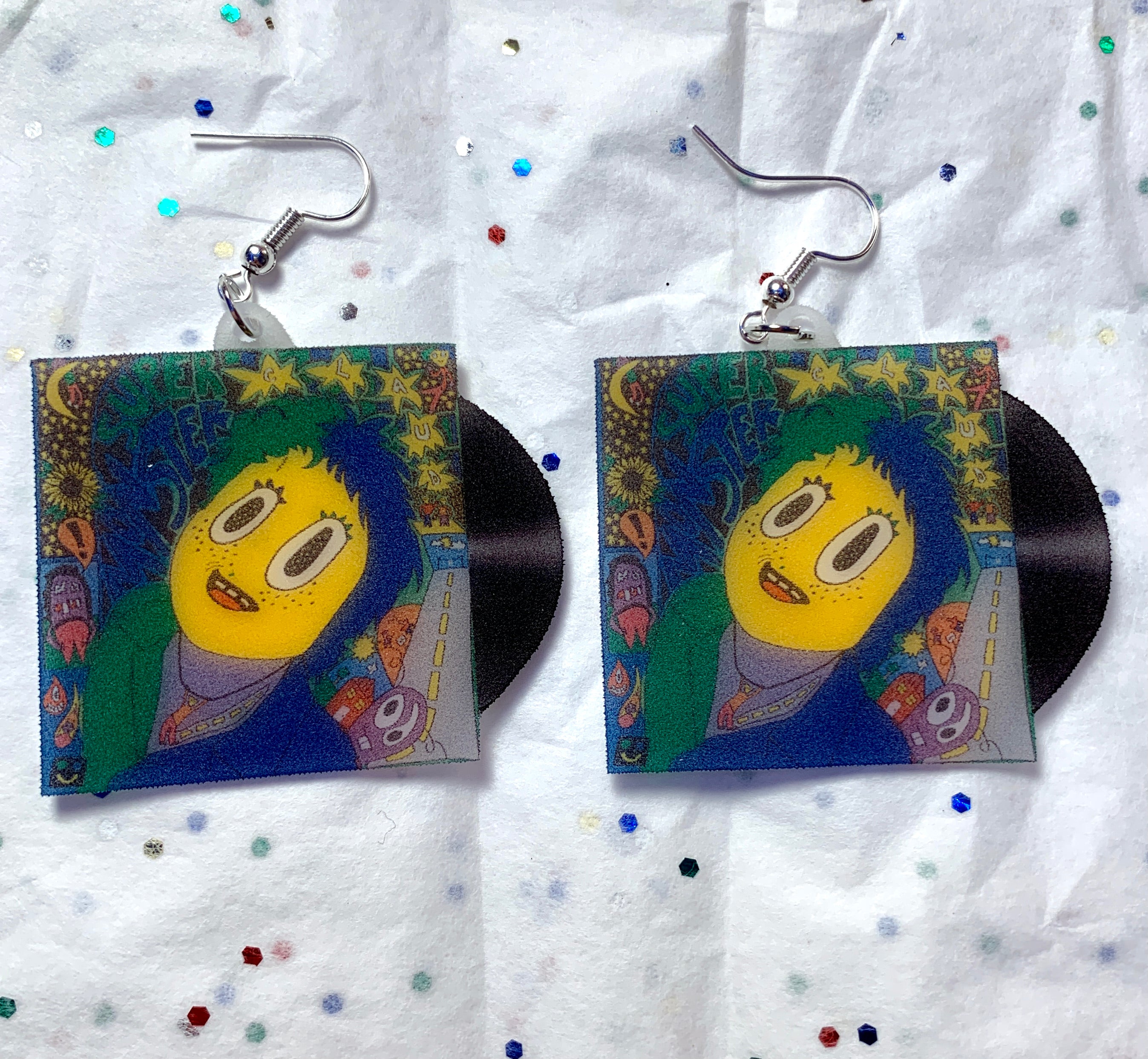 Claud Super Monster Vinyl Album Handmade Earrings!
