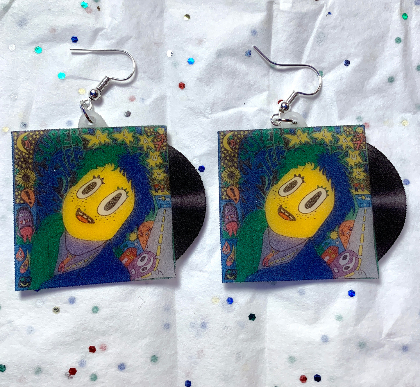 Claud Super Monster Vinyl Album Handmade Earrings!