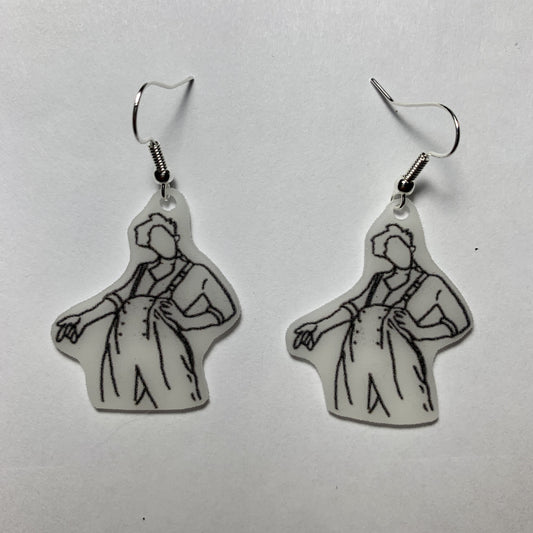 Harry Styles Fine Line Black and White Detailed Outline Handmade Earrings!