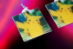 Pikachu with Peace Sign Cute Pokémon Character Handmade Earrings!