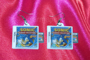 Sonic Classic Collection Nintendo DS Game 2D detailed Handmade Earrings!