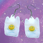 Have a Nice Day Thank You! Plastic Bag 2D Handmade Earrings!
