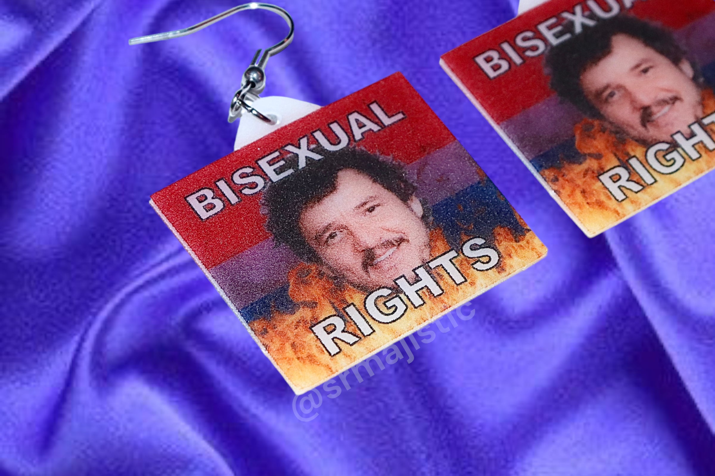 Pedro Pascal Bisexual Rights Flame Pride Flag Handmade Earrings!