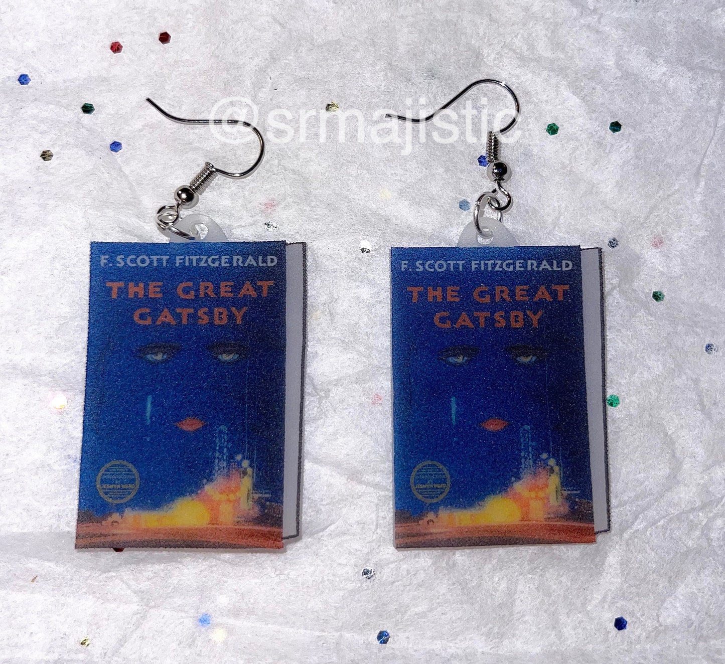 The Great Gatsby book 2D detailed Handmade Earrings!