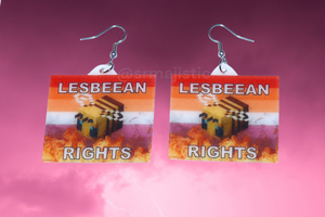 Minecraft Bee Lesbian Flame Pride Flag Handmade Earrings!