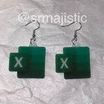 Microsoft Excel Icon Symbol 2D detailed Handmade Earrings!