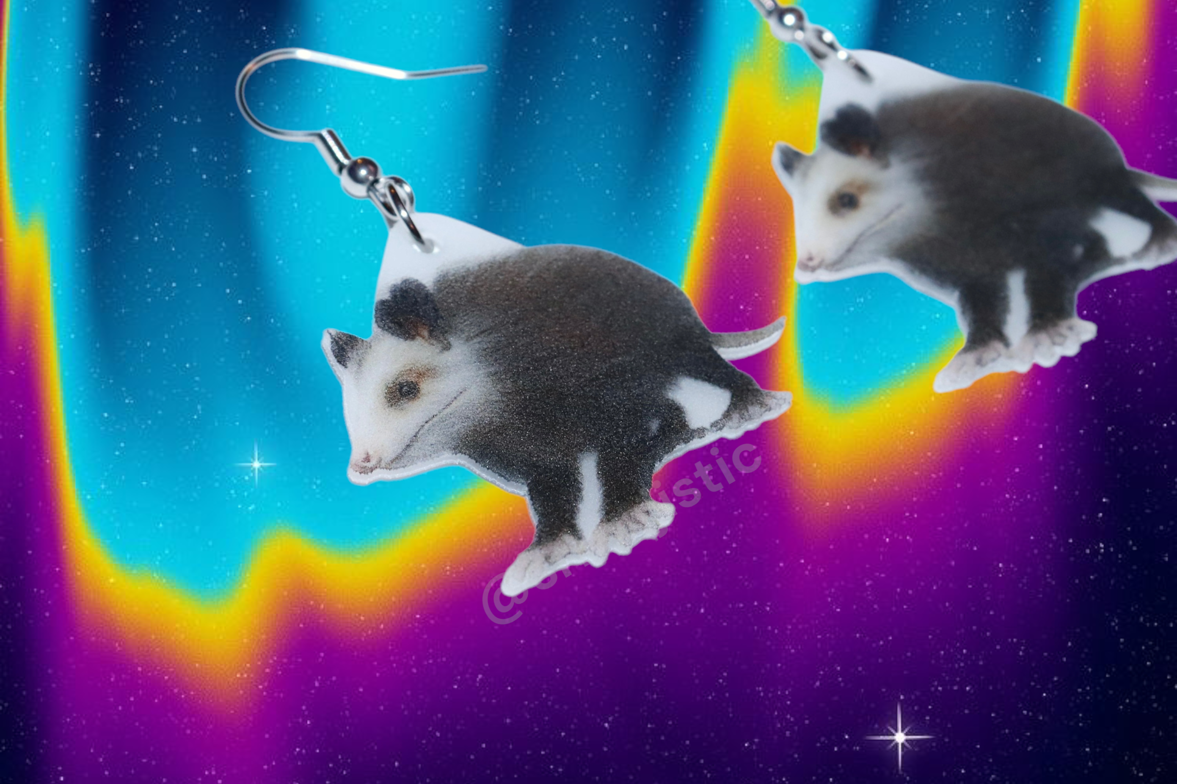 Peaches the Special Opossum Cute Handmade Earrings!