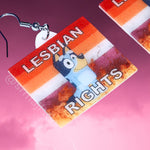 Bluey Lesbian Rights Flame Pride Flag Handmade Earrings!