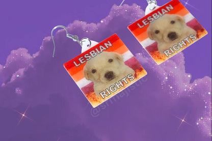 Jotchua Dog Flaming Pride Flags Handmade Earrings!