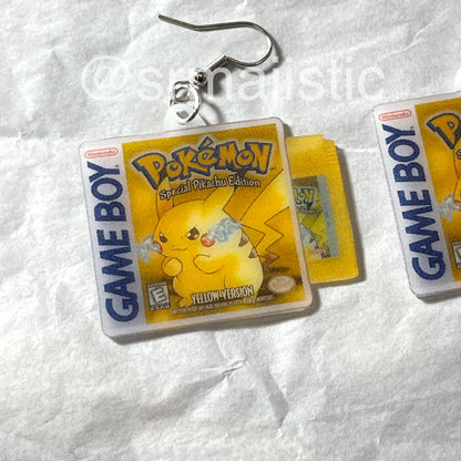 Pokémon Blue, Red, and Yellow Game Boy Game 2D detailed Handmade Earrings!