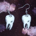 Black and White Detailed Tooth Handmade Earrings!