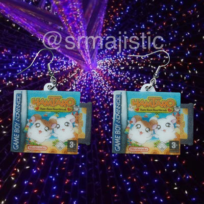 Hamtaro Ham-Ham Heartbreak Game Boy Game 2D detailed Handmade Earrings!