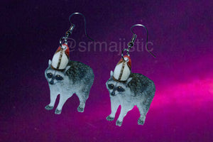 Pope Raccoon Cute Handmade Earrings!