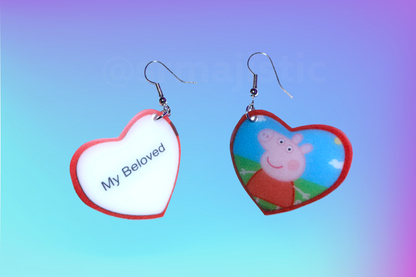 My Beloved Character Locket Hearts 2D detailed Handmade Earrings!