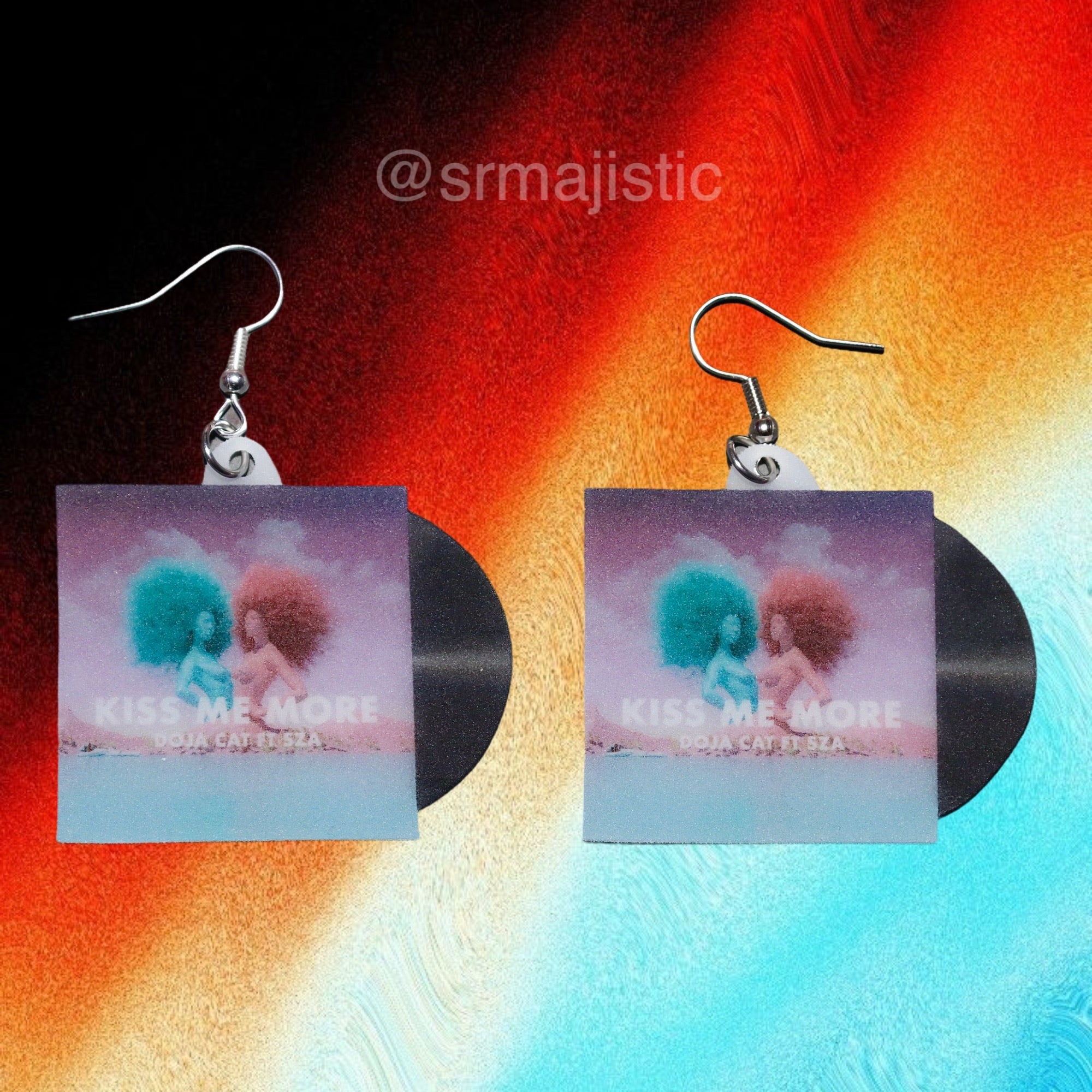 Doja Cat and SZA Kiss Me More Vinyl Single Handmade Earrings!