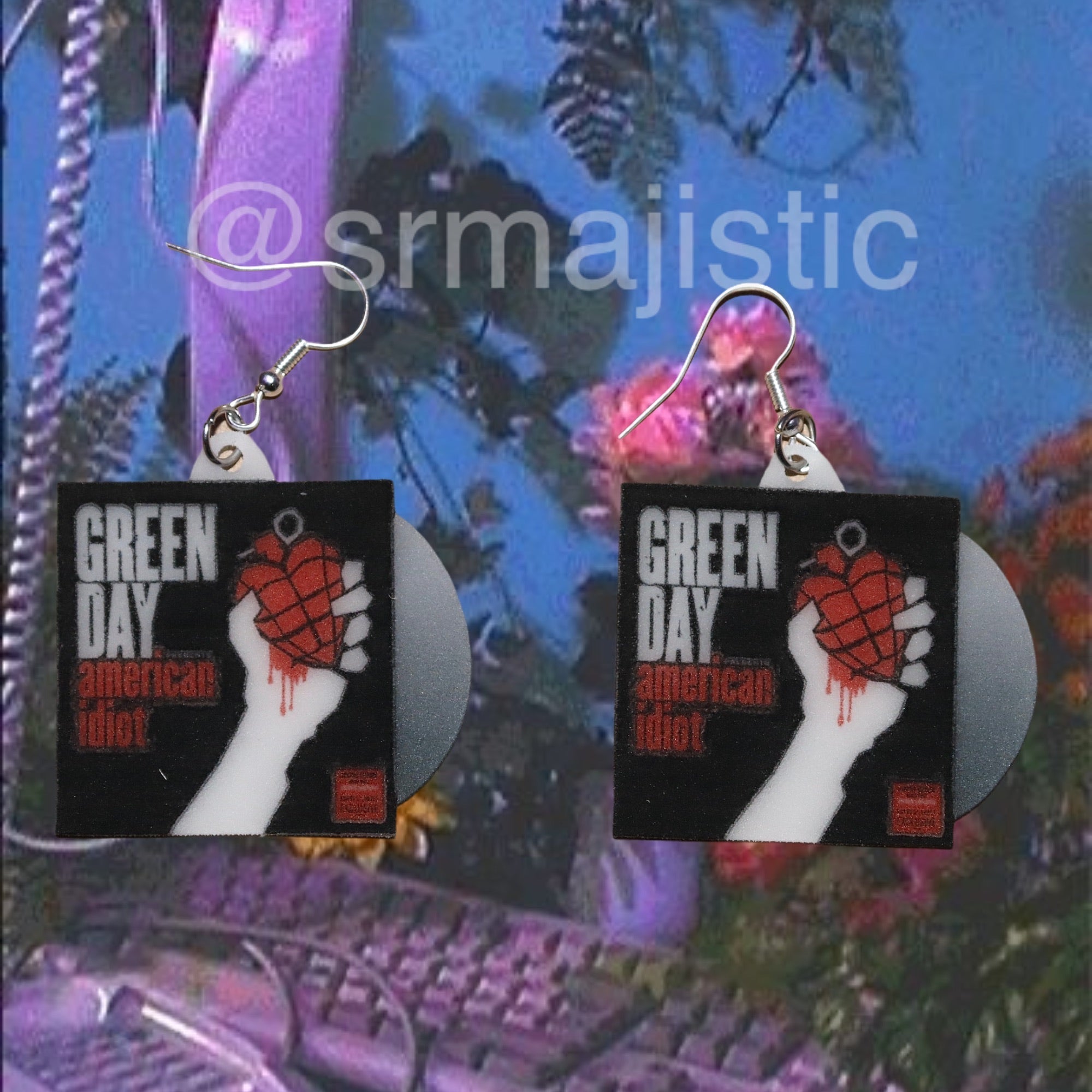 Green Day American Idiot Vinyl Album Handmade Earrings!