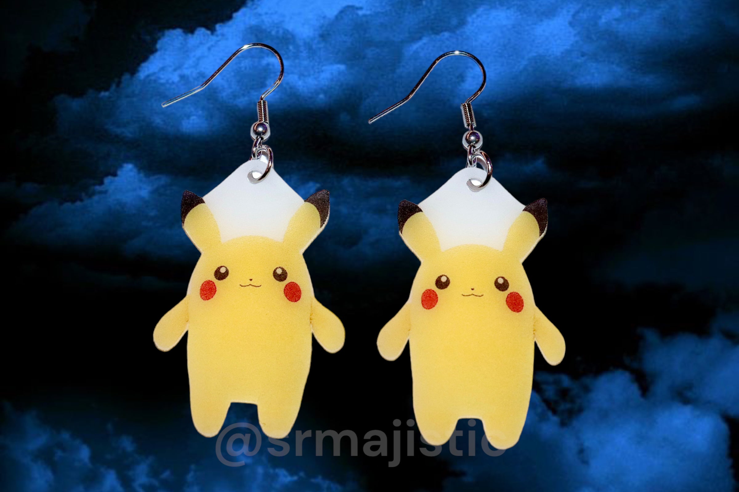 Long Pikachu Cursed Funny Pokémon Character Handmade Earrings!