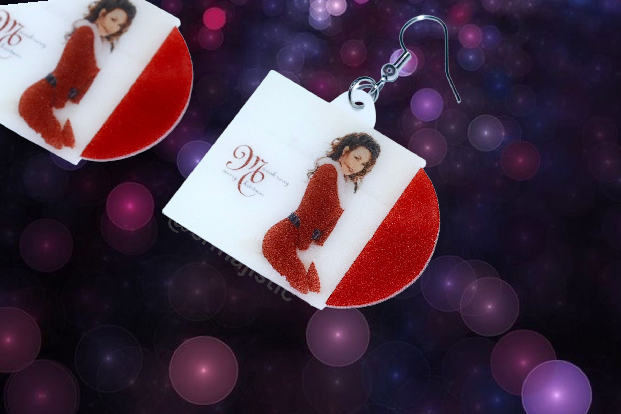 Mariah Carey Merry Christmas Vinyl Album Handmade Earrings!