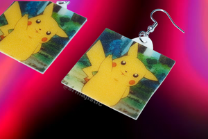 Pikachu with Peace Sign Cute Pokémon Character Handmade Earrings!