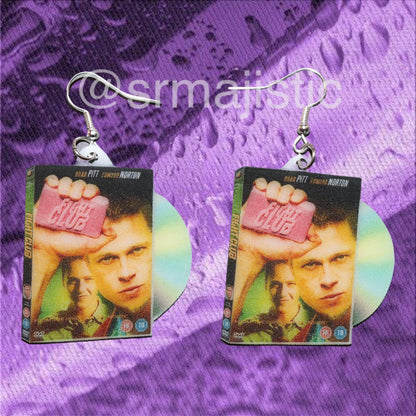 Fight Club (1999) DVD 2D detailed Handmade Earrings!