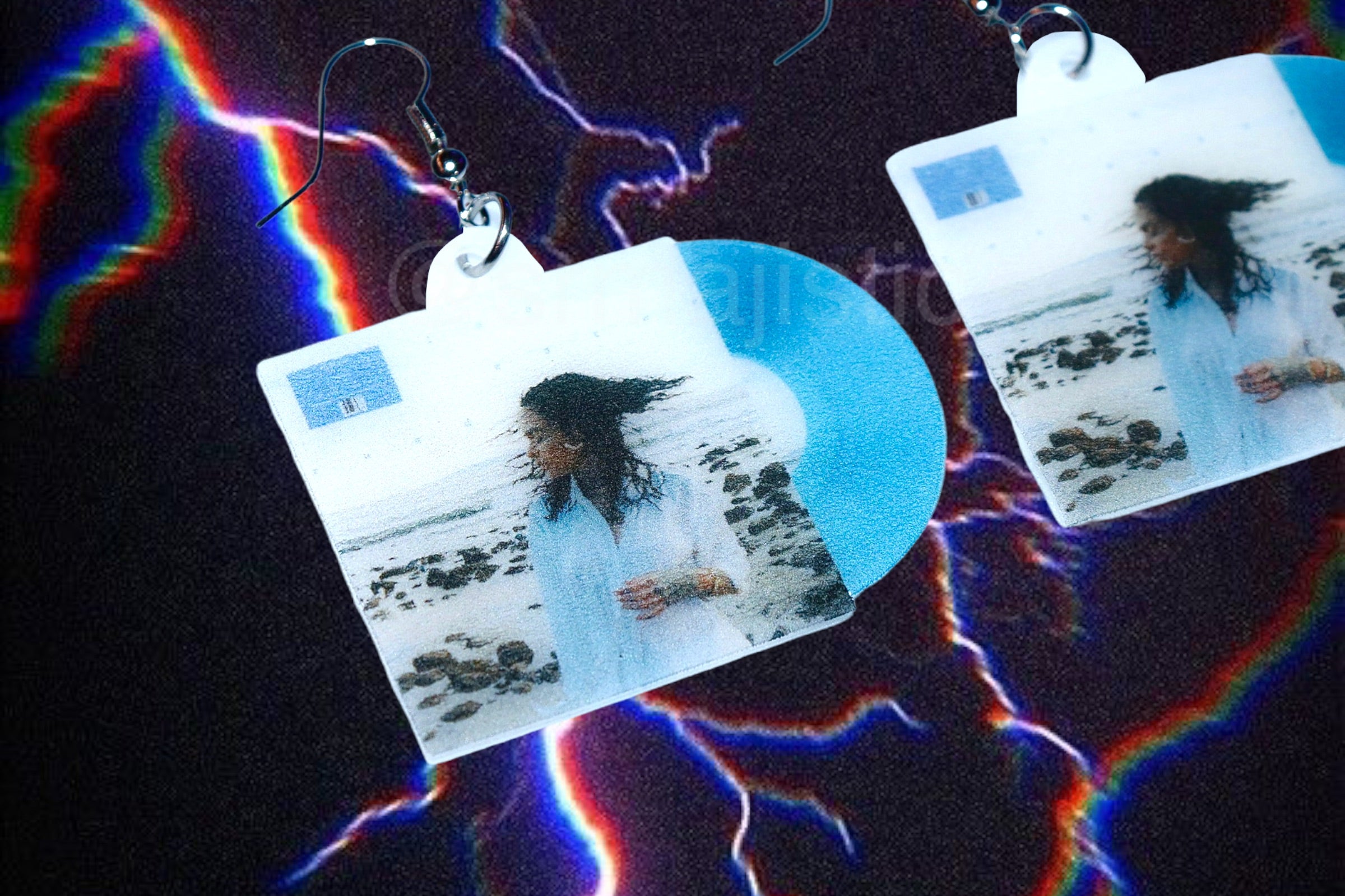 Kehlani Blue Water Road Vinyl Handmade Earrings!