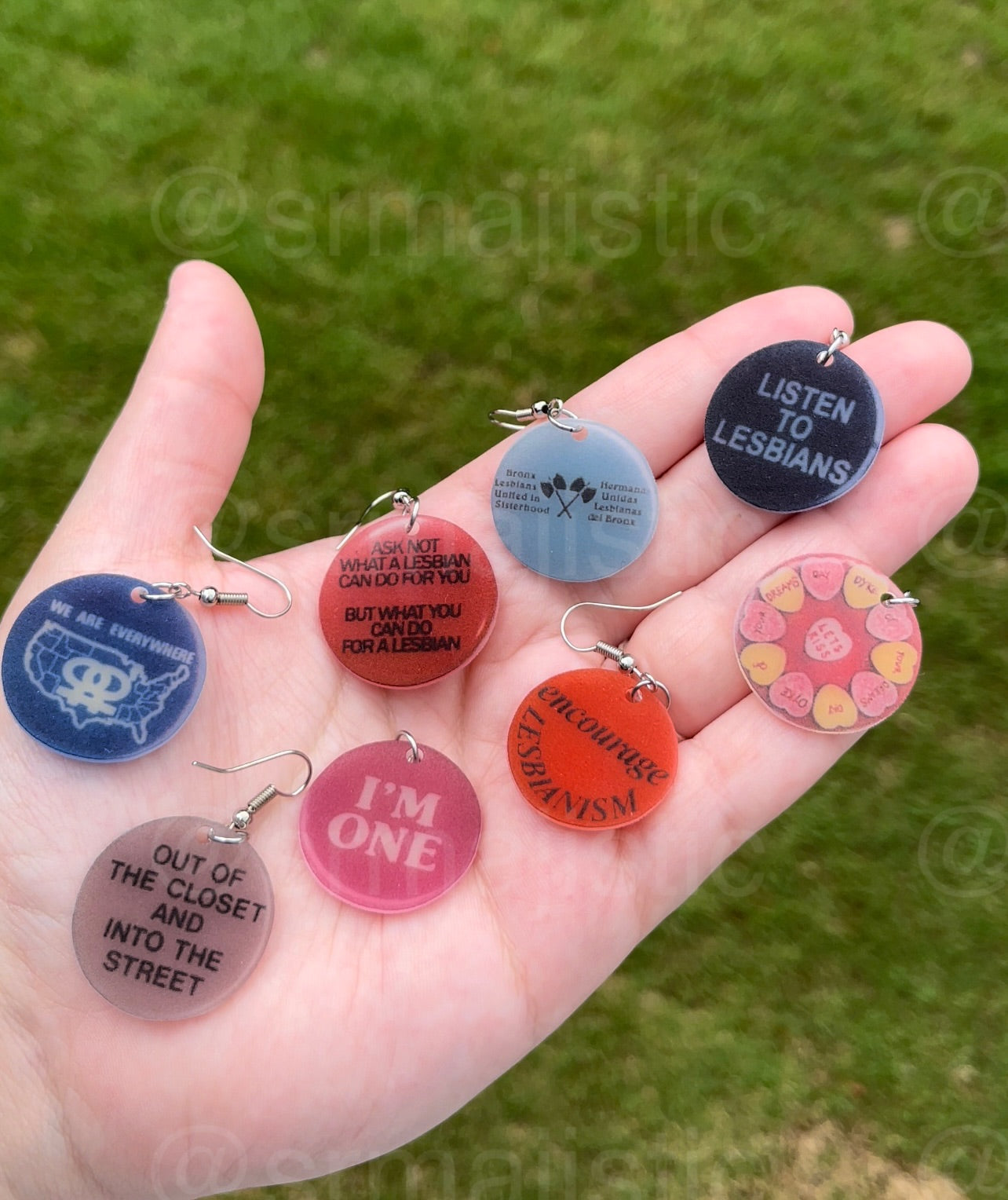 Vintage Pride Protest Button Design 2D Handmade Earrings!