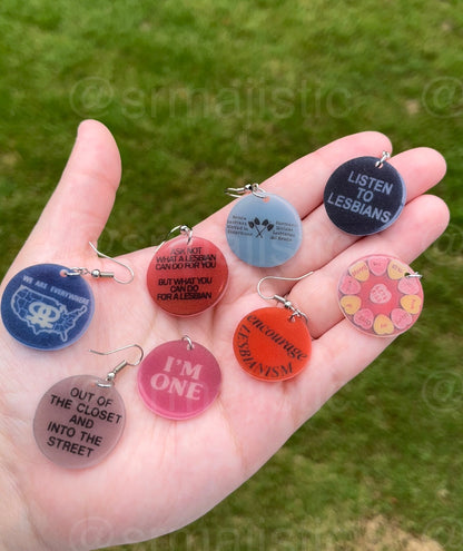 Vintage Pride Protest Button Design 2D Handmade Earrings!