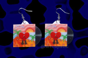 Bad Bunny Un Verano Sin Ti Vinyl Album Handmade Earrings!