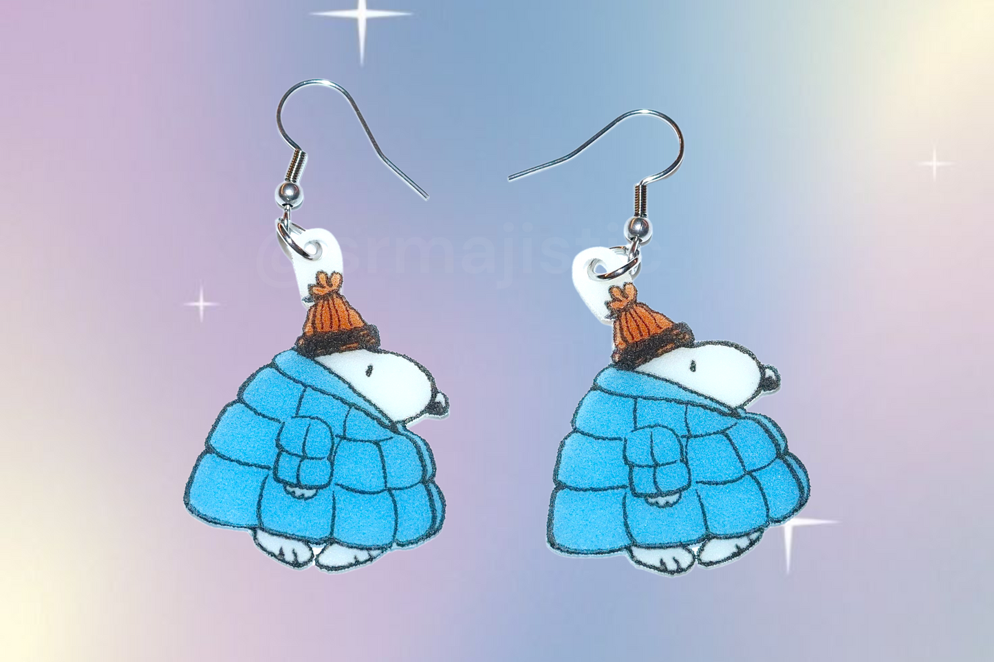 Snoopy in a Puffer Jacket Cute Character Handmade Earrings!