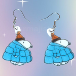 Snoopy in a Puffer Jacket Cute Character Handmade Earrings!