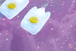 Have a Nice Day Thank You! Plastic Bag 2D Handmade Earrings!