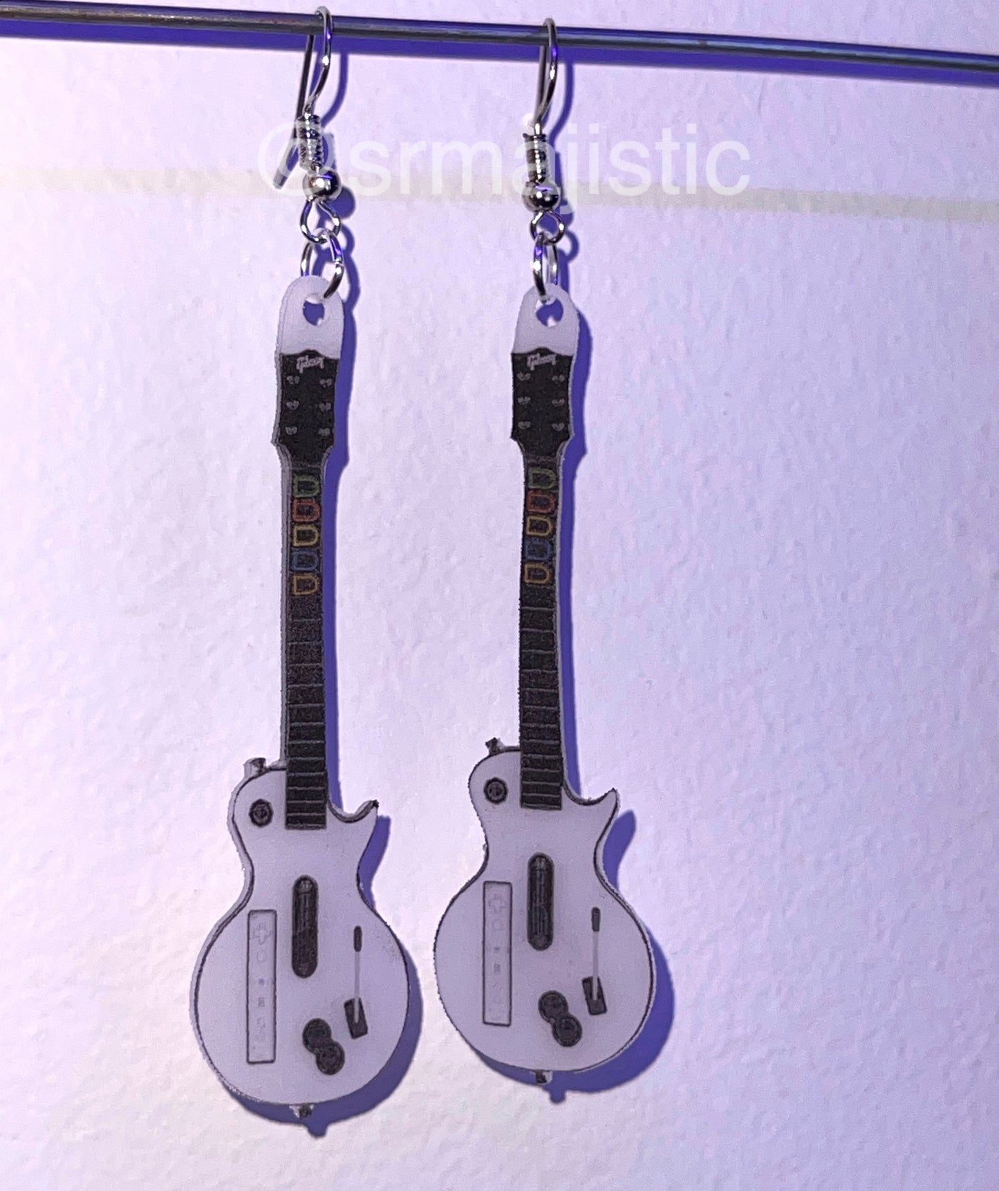 Guitar Hero III Legends of Rock Wii Guitar Controller 2D detailed Handmade Earrings!