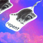 Raccoon Repent Meme Handmade Earrings!